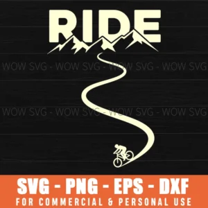 Mountain Bike Ride Outdoor Adventure Winding Road Nature Scene Bold Text Svg Png