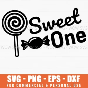 Sweet One Candy Birthday Party Minimal Festive Svg
