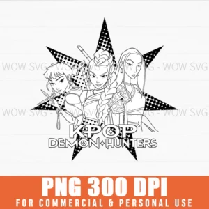 K-Pop Demon Hunters Line Art Png