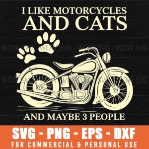 Motorcycles Cats 3 Friends Funny Introvert Biker Humor Svg