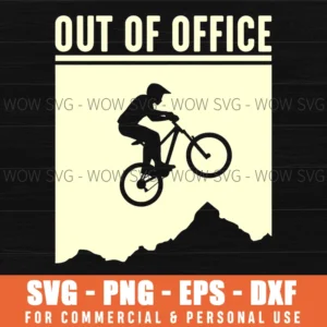 Out Of Office Outdoor Mtb Wheelie Mountain Silhouette Svg