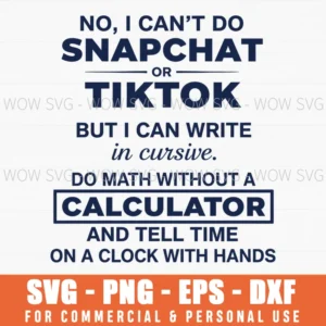 Cursive Math No Calc Clock No Apps Funny Quote Retro Svg