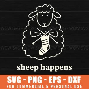 Sheep Happens Funny Knitting Animal Pun Quote Svg
