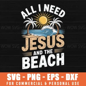 Jesus And The Beach, Christian Summer Design Svg Png