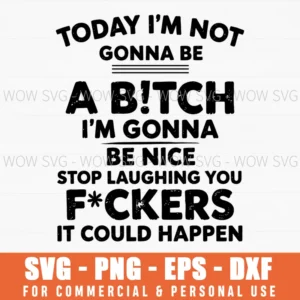 Funny Today Im Not A Bitch Gonna Be Nice Svg Png