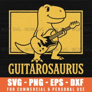 Birthday Guitar Dinosaur Svg Funny Rocker Music Lover