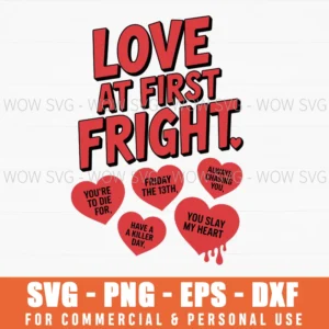 Friday The 13Th Love At First Fright Valentine'S Day Hearts Svg Png