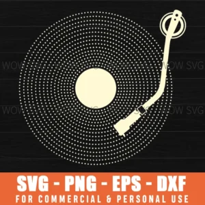 Turntable Vinyl Record Player Music Retro Vintage Svg Png