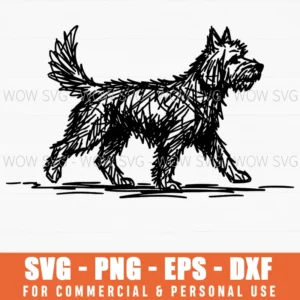 Dog Terrier Scruffy Sketch Drawing Pet Animal Portrait Svg Png