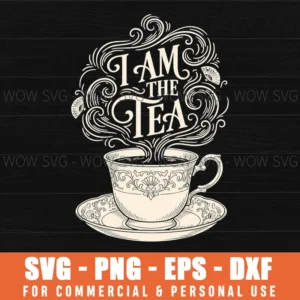 Tea Lover Vintage Elegant Teacup Ornate Details Svg Png