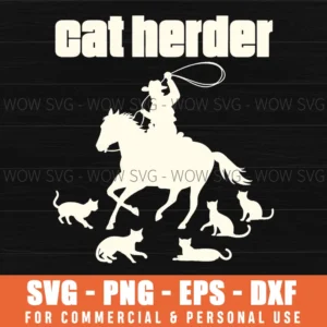 Cat Herder Cowboy Horse Cat Silhouettes Herding Animals Svg