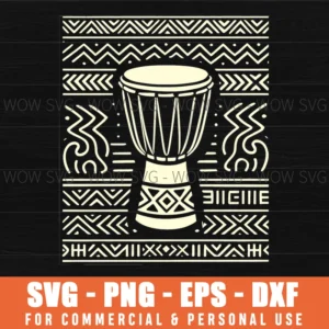 African Tribal Ethnic Music Djembe Drum Pattern Svg Png Eps