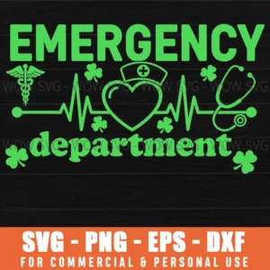 Emergency Department St Patricks Day Nurse Shamrock Stethoscope Svg