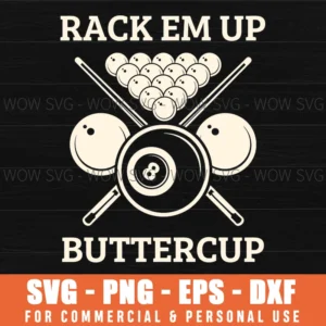 Rack Em Up Buttercup Billiard Eight Ball Pool Table Sport Svg