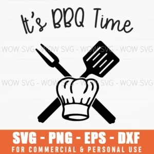 It'S Bbq Time Chef Hat And Grilling Tools Svg Png