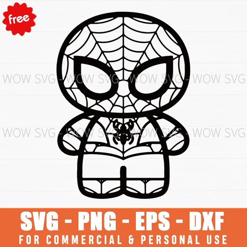 Free Chibi Spiderman Outline Svg