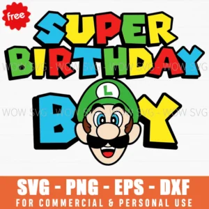 Free Super Luigi Birthday Boy Svg