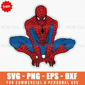 Free Spider-Man Frontal Crouch Hero Pose Svg