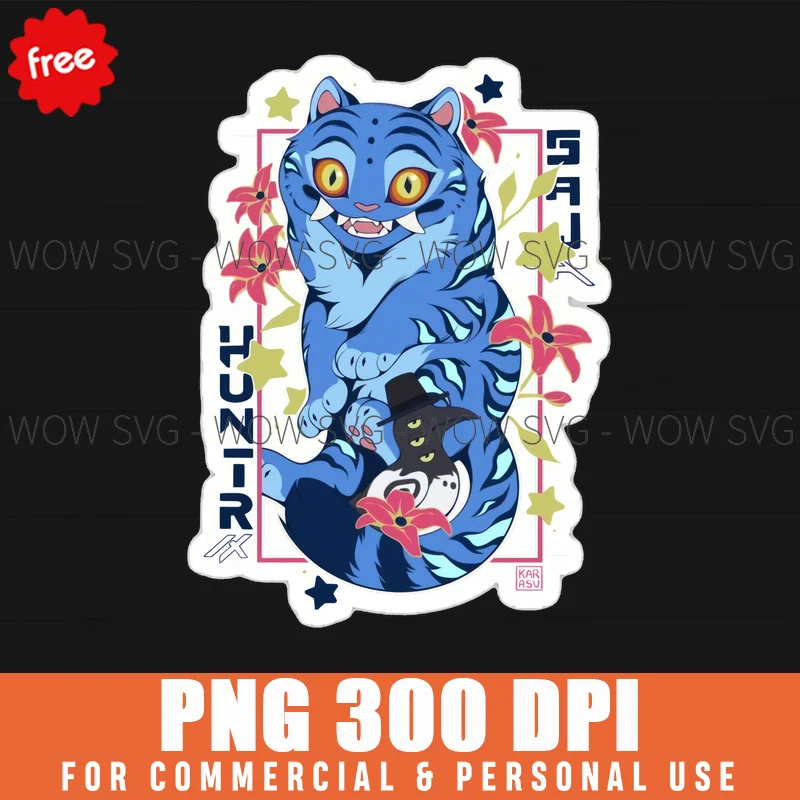Free Blue Tiger And Raven Mascot Png - Demon Hunters