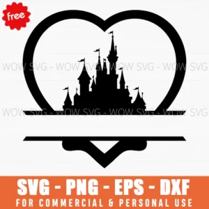 Free Heart Frame Disney Castle Split Svg