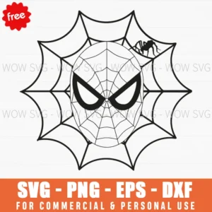 Free Black Spiderman Head On Web Svg