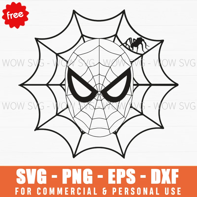 Free Black Spiderman Head On Web Svg