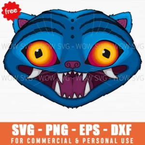 Free Blue Demon Cat Face Svg