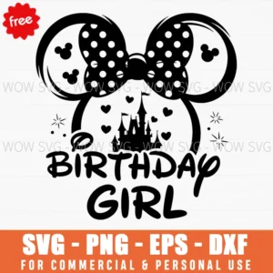 Free Birthday Girl Mouse Ears Svg