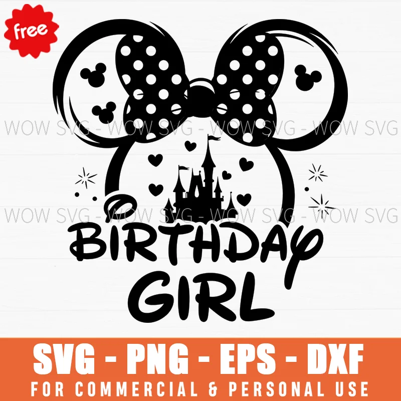 Free Birthday Girl Mouse Ears Svg