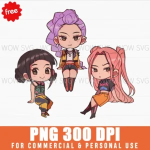 Free Sitting Trio K-Pop Demon Hunters Png