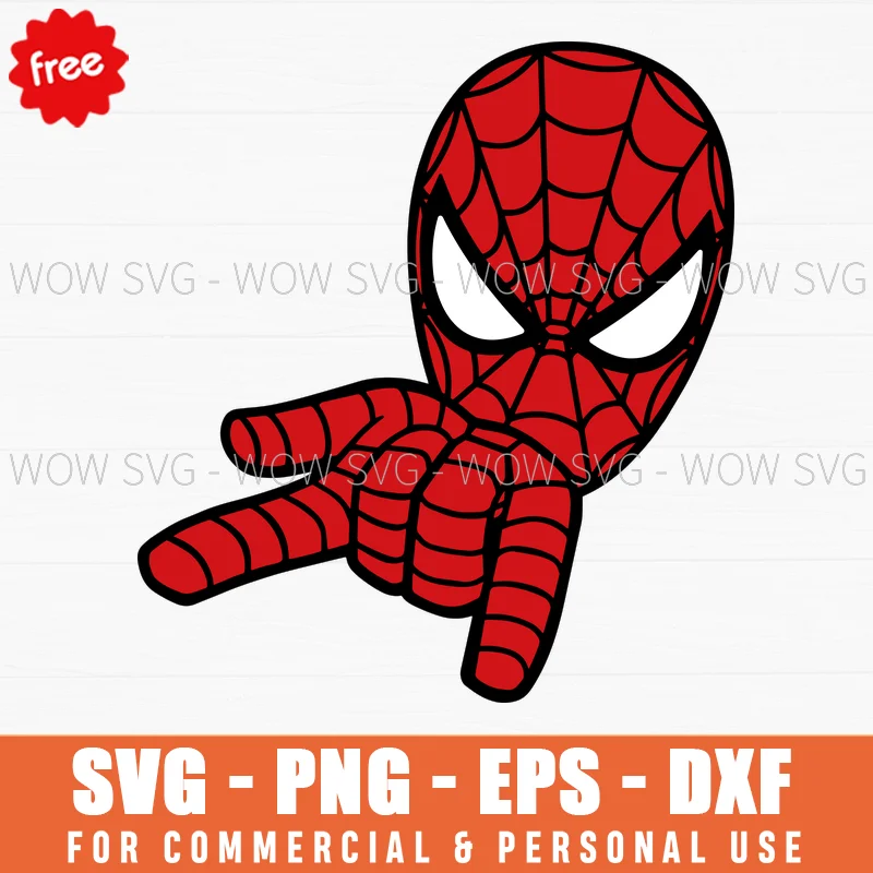 Free Spiderman Chibi Head And Hand Svg