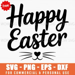 Free Happy Easter Bunny Whiskers Svg