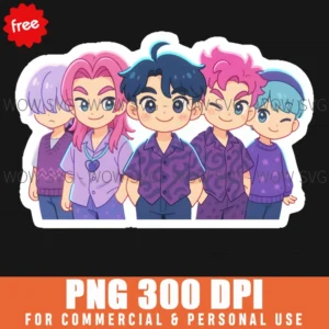 Free Chibi Character Group Png - Kpop Demon Hunters