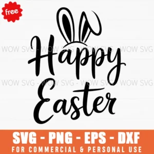 Free Happy Easter Bunny Ears Script Svg