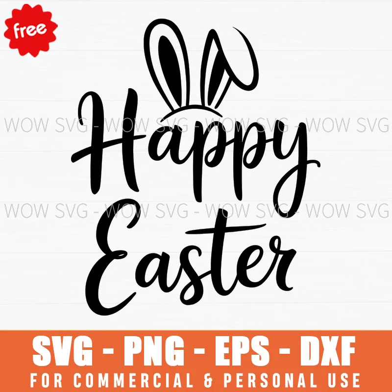 Free Happy Easter Bunny Ears Script Svg