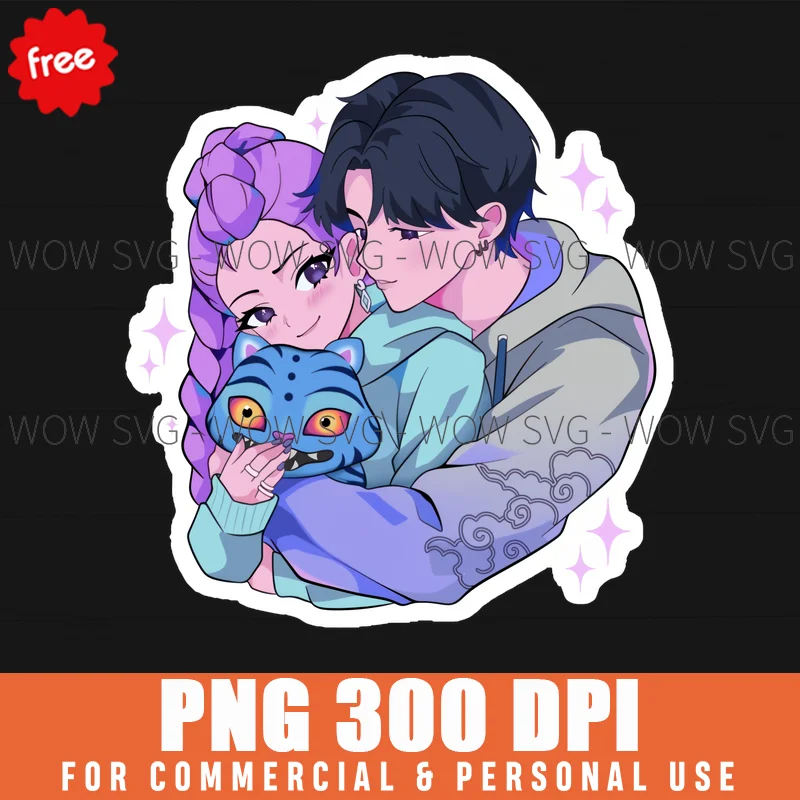 Free Character Embrace With Tiger Png - Demon X Hunters