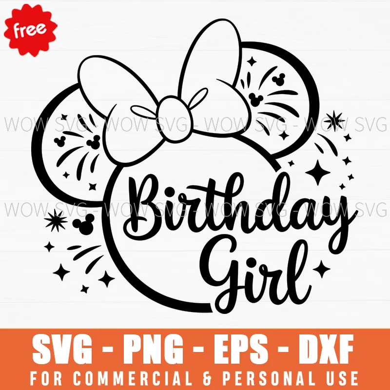Free Birthday Girl Minnie Ear Svg