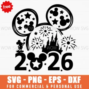 Free Disney Castle 2026 Fireworks Svg