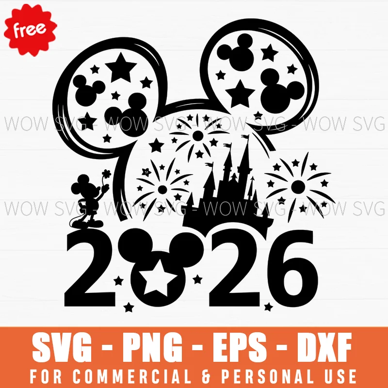 Free Disney Castle 2026 Fireworks Svg