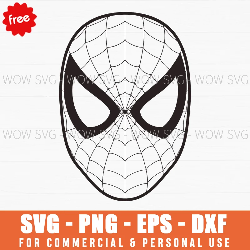 Free Spider-Man Face Mask Line Art Svg