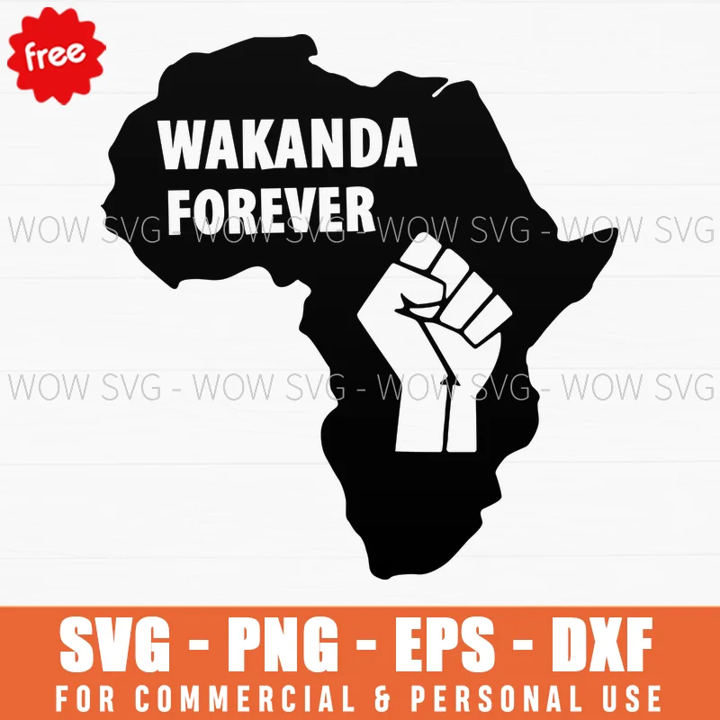 Free Wakanda Forever Africa Map Fist Svg