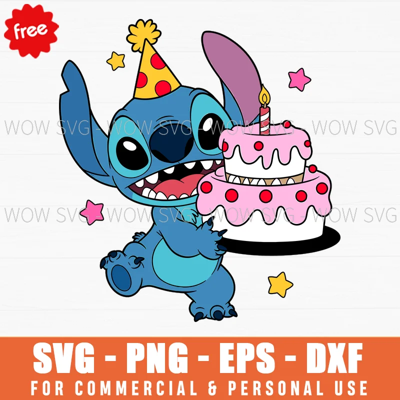 Free Stitch Birthday Cake Svg