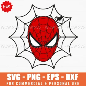Free Spiderman Head On Web Svg