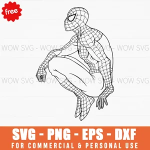 Free Spiderman Crouching Outline Svg