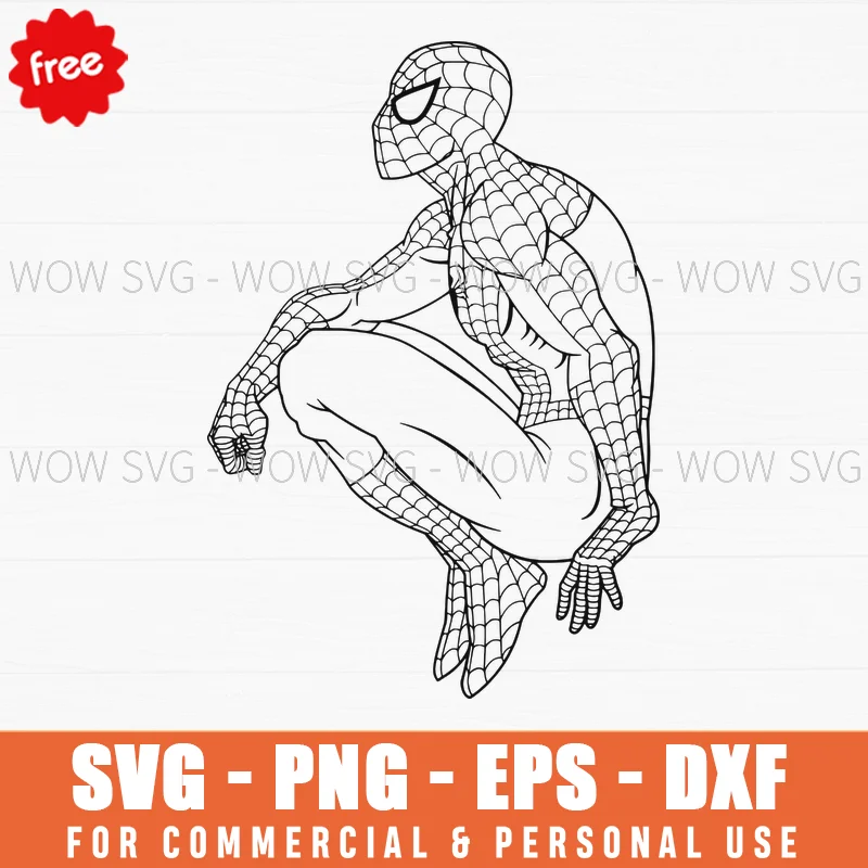 Free Spiderman Crouching Outline Svg