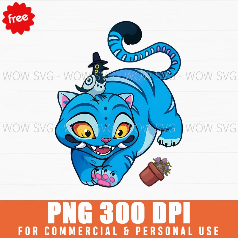 Free Blue Spirit Cat Demon Hunters Creature Png