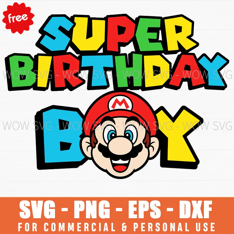 Free Super Mario Birthday Boy Svg
