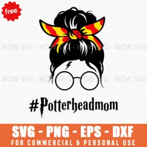 Free Potterhead Mom Messy Bun Svg