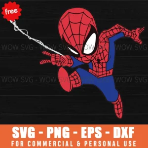Free Spiderman Web Swinging Chibi Svg