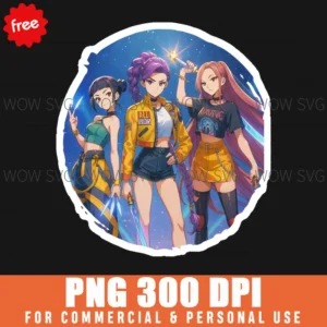 Free Anime Trio Kpop Demon Hunters Png